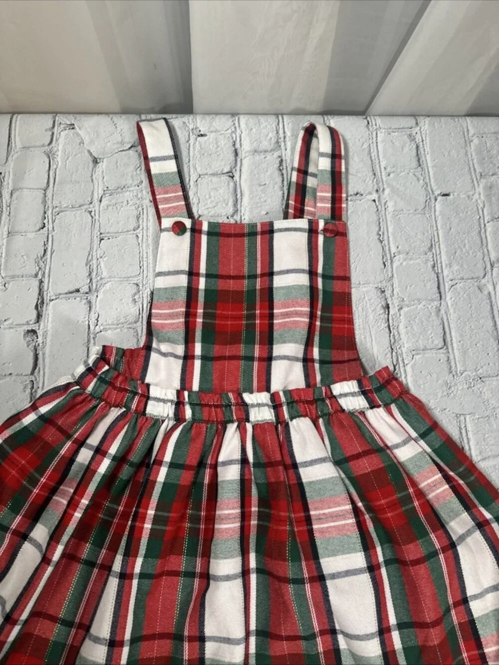Tommy Bahama Pinafore Jumper Dress Girls Size 7 Plaid Christmas Holiday